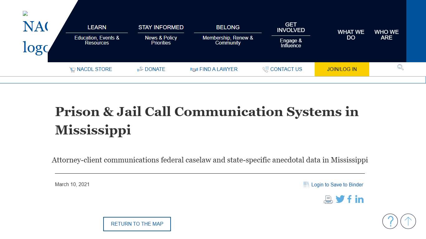 NACDL - Prison & Jail Call Communication Systems in Mississippi